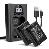 2x Batteri for FujiFilm GFX100S, GFX 50S II, XT4, NPW235 kamera - Reservebatteri NP W235 2250mAh + USB Dobbel Batterilader NP W235, Kamerabatteri Lader