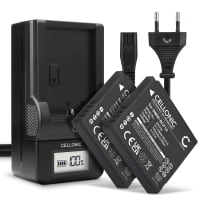 2x Batteri + Lader for Panasonic Lumix DMC-FS62 DMC-FS10 FS6 FS7 FS15 FS30 FS42 FS62 700mAh fra CELLONIC