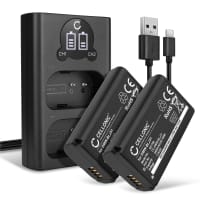 2x Batteri for Panasonic Lumix DC-S1, Lumix DC-S1H, Lumix DC-S1R kamera - Reservebatteri DMW-BLJ31 3400mAh + USB Dobbel Batterilader DMW-BTC14E, Kamerabatteri Lader