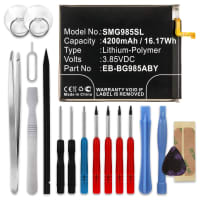 mobilbatteri för Samsung Galaxy S20 Plus (SM-G986) EB-BG985ABY med 3.85V, 4200mAh inkl. Verktygskit för enkla batteribyte - ersättningsbatteri med lång batteritid + skruvmejsel-set