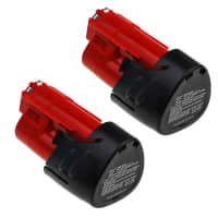 2x Akku 12V, 2000mAh, Li Ion, työkaluun Milwaukee C12 FM / M12 BD / M12 IR / M12 TLED - 48-11-2402, 48-11-2412, 48-11-2440, 4932352664, vaihtoakku