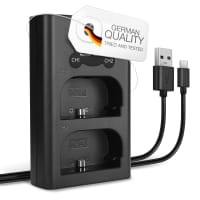 USB-dubbelladdare (LP-E6 LP-E6N) för Canon EOS 80D 90D 70D 7D 6D Mark II 60D R6 5Ds R 5D Mark IV III XC10 + 1m + USB Kabel från CELLONIC