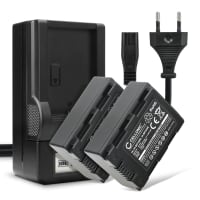 Pack de 2x batteries IA-BP105R IA-BP210E IA-BP420E 1800mAh pour appareil photo Samsung HMX-F90 -F80 -F900 -F800 HMX-H200 -H400 -H300 SMX-F40 - Avec chargeur et câble d'alimentation