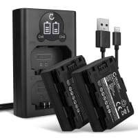 2x Batteri for Sony Alpha 7 IV, A6700, A6600, A7S III, Alpha 9, A9 kamera - Reservebatteri NP-FZ100 1600mAh + USB Dobbel Batterilader BC-QZ1, Kamerabatteri Lader