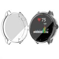 subtel® Protection 2 en 1 pour Garmin vivoactive 3 Music - coque couleur Transparent anti rayure pour le verre et la monture de votre montre connectée.