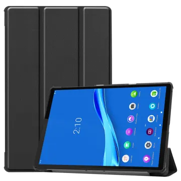 Book Tablet Case with Stand for Lenovo Tab M10 Plus TB-X606F Synthetic Leather Protective Folding Flip Folio Wallet Tri Fold Bookcase Cover Sleeve - Black