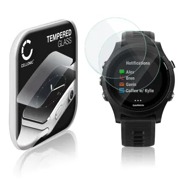 2x Screenprotector compatibel met Garmin Forerunner 935 smartwatch (2.5D, 9H, 0,33mm, Full Glue) fitness