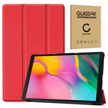 Book Tablet Case with Stand for Samsung Galaxy Tab A 10.1 2019 (SM-T510 / SM-T515) Synthetic Leather Protective Folding Flip Folio Wallet Tri Fold Bookcase Cover Sleeve - Red