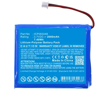 Battery for Stabo Freecomm 850, Albrecht Tectalk Float PMR446, ICP083448 3.7V 2000mAh Lithium Polymer from CELLONIC