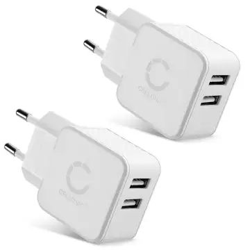 2x Cargador USB de pared para 5V / 1A, 1000mA con 17W - 3.4A, Adaptador enchufe USB, Estación de carga USB