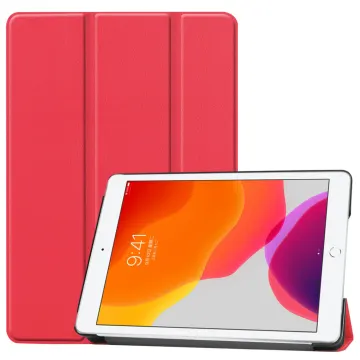 Cover protezione per tablet Apple iPad 10.2 2019, 2020, 2021 (7th, 8th, 9th Gen) Socca piegabile con funzione di supporto e bumper in Similpelle rosso case a libro, scocca etui custodia astuccio