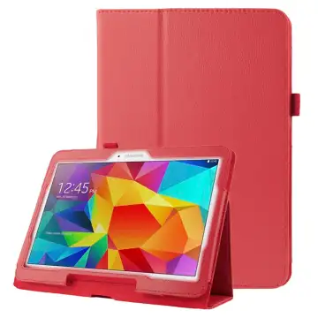 Cover protezione per tablet Samsung Galaxy Tab 4 10.1 (SM-T530 / SM-T531 / SM-T533 / SM-T535) Socca piegabile con funzione di supporto e bumper in Similpelle rosso case a libro, scocca etui custodia astuccio