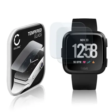 2x Screenprotector compatibel met FitBit Versa smartwatch (2.5D, 9H, 0,30mm, Full Glue) fitness