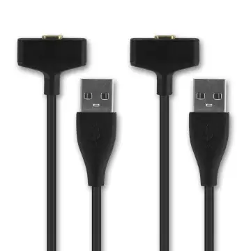 2x USB Kabel compatibel met FitBit Ionic - 0,20m Oplaadkabel Laad Snoer Datakabel zwart smartwatch