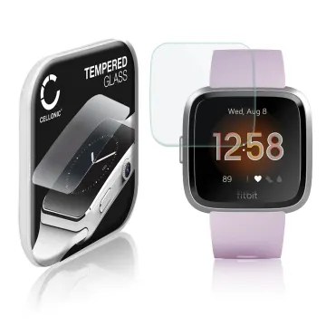 CELLONIC Skærmbeskytter til FitBit Versa Lite Fitness Tracker Smart Watch Face Protector - 2.5D 0,33mm Full Glue Glas hærdet i 9 timer Gennemsigtig