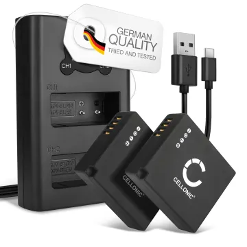 2x Batteri för Leica D-LUX Typ 109, Leica D-LUX 7 kamera med hög 730mAh kapacitet + dubbelladdare med USB-uttag för uppladdningsbara kamerabatteri