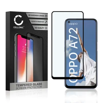 Vervangende screenprotector compatibel met Oppo A72 smartphone (3D Full Cover, 9H, 0,33mm, Full Glue)