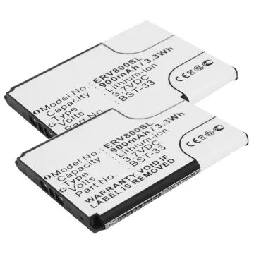 2x Bateria Sony Ericsson BST-33 900mAh - BST-33, Batería larga duración para smartphones Sony Ericsson C903 C702 G705u G502 G700 G900