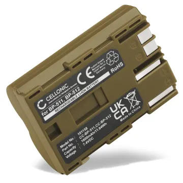 Battery for Canon BP-511, EOS 5D, EOS 40D, EOS 300D, EOS 300, EOS 50D, EOS D60, MV730i, PowerShot G2, PowerShot G3 1600mAh from CELLONIC