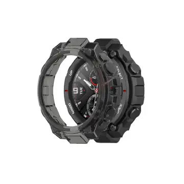 Protezione subtel in TPU per Amazfit T-Rex custodia assorbi-urti per smartwatch, nero, cover protettiva di bordi, ghiera, lunette e anse