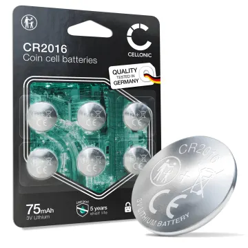 CELLONIC CR2016 button cell for calculators, car keys, remote controls, sensors, tracking devices, watches – pack of 6