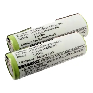 2x KR112RRL, US14430VR Battery for Philips HS8020 / HS8060 / HS8070 / HS8420 / HS8420/23 / HS8440 / HS8460 650mAh Battery Replacement KR112RRL, US14430VR