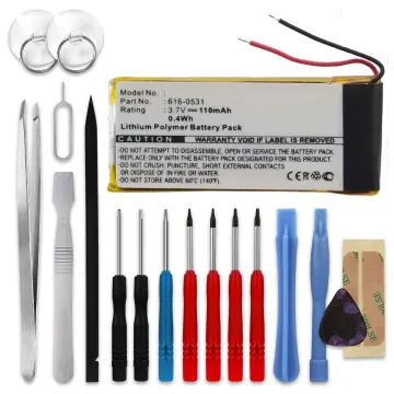 616-0531, 616-0532 Battery Replacement for Apple iPod nano 6 Gen. A1366 MP3 / MP4 Player - 110mAh 3.6V - 3.7V Lithium Polymer + Tool-kit