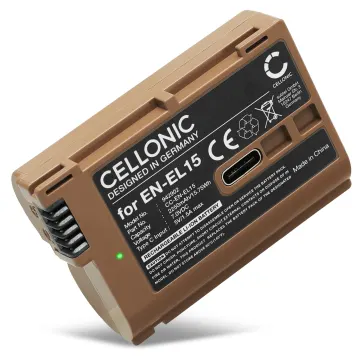 Akku mit Type-C input für Nikon D850 D750 D7500 1 V1 D810 D800 D7100 D7000 EN-EL15 2250mAh von CELLONIC