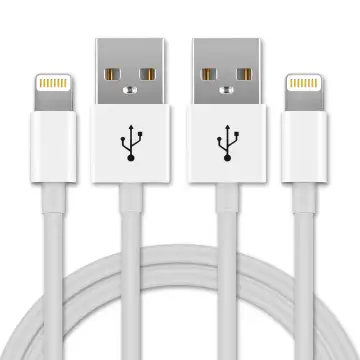 2x Cavo USB 2.0 con connettore Lightning 8 Pin per telefono Apple iPhone 14, 13, 12, 11, X, XS, XR, 8, 7, SE filo di 1m cavetto dati & ricarica in bianco per cellulare