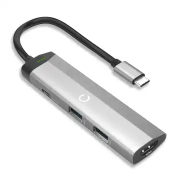 Multi HUB USB-C con 4 porte: 1x HDMI 4K@30hz, 1x USB-C, 2x USB-A (standard) Adattatore con connettore maschio USB Tipo C, 4 estensioni, velocità e alta definizione