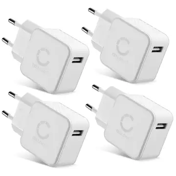 4x Caricatore USB rapido, adattatore di ricarica per 5V / 1A, 1000mA , colore bianco, 5W 1A 5V 1 per presa EU