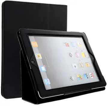 Book Tablet Case with Stand for Apple iPad 2 / iPad 3 / iPad 4 (Wake / Sleep) Synthetic Leather Protective Folding Flip Folio Wallet Tri Fold Bookcase Cover Sleeve - Black