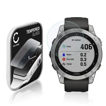 Vetrino protettivo 9H CELLONIC® per Garmin Fenix 7, (2.5D Screen protector 0,30mm per smartwacht, braccialetto fitness Full Glue), colore Trasparente, pellicola salva-schermo di orologio smartwatch