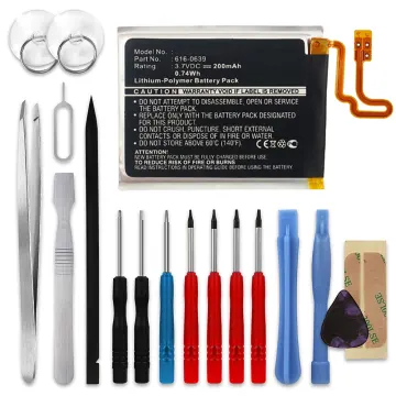 616-0639, 616-0640 Battery Replacement for Apple iPod nano 7 Gen. A1446 MP3 / MP4 Player - 200mAh 3.7V Lithium Polymer + Tool-kit