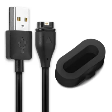 USB Kabel + 10x anti-stofkapjes compatibel met Garmin Fenix 7, 6, 6 Pro, 6X Pro, Vivoactive 4, 4S, 3, Forerunner 945, 45, Venu 2 - 1m Oplaadkabel 1A Laad Snoer Datakabel zwart smartwatch