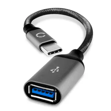 Cavo OTG USB C Type C CELLONIC® compatibile con USB A versione 3.1 Gen 1 guaina in Nylon cavetto adattatore 'on the go' da 15cm grigio