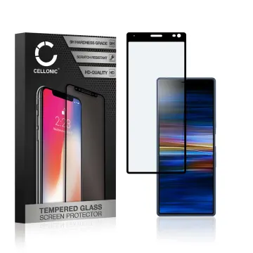 Panssarilasi puhelimeen Sony Xperia 10 Plus - 3D Full Cover, 9H, 0,33mm, Edge Glue, Musta, CELLONIC