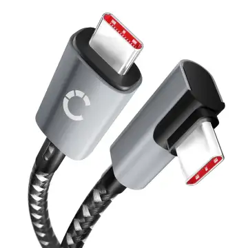 USB-C - USB-C kulmikas datakaapeli 100W (PD) - 1m latausjohto. Harmaa/musta USB-kaapeli punotusta nylonista, USB 3.1, 10 Gbit/s, 8K puhelimelle, tabletille, älykellolle jne.