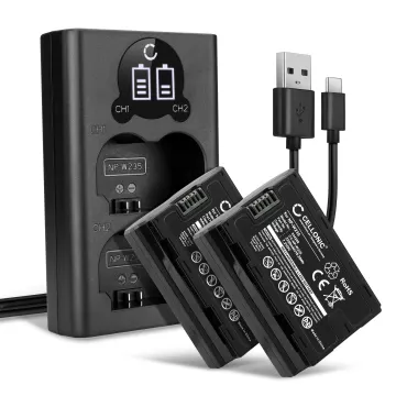 2x CELLONIC® Camera Battery for FujiFilm GFX100S, GFX 50S II, XT4, NPW235 Replacement NP W235 Battery 2250mAh Backup + Dual Charger NP W235