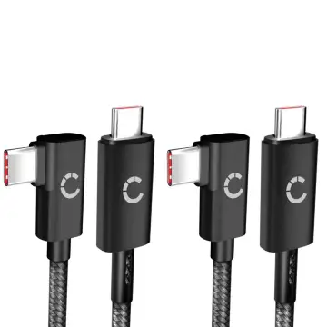 USB C a USB C 100W Cable (2 Pieza) L Shape Ángulo recto 1m Nylon Cable de carga de datos USB 3.1 10 Gbps 8K para teléfono móvil, tableta, smartwatch, GPS, altavoz y mucho más.