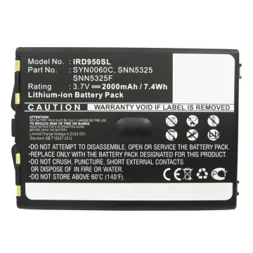 Bateria Iridium SNN5325, SNN5325F, SYN0060C 2000mAh - SNN5325, SNN5325F, SYN0060C, Batería larga duración para teléfonos Iridium 9500, 9505