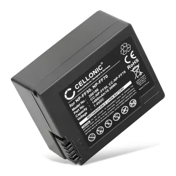 Akku kameraan Sony DCR-HC1000 DCR-IP1 DCR-IP210 -IP220 DCR-IP45 DCR-IP5 -IP55 DCR-IP7 DCR-PC106 -PC107 - NP-FF50 NP-FF51 NP-FF70 (1400mAh, 7.4V) tuotemerkiltä CELLONIC