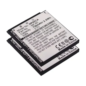 2x NP-60 accu voor Casio Exilim EX-S10, -S12, EX-Z80, -Z85, EX-Z90, EX-FS10, EX-Z19, EX-Z20 - 720mAh NP-60 vervangende accu voor camera