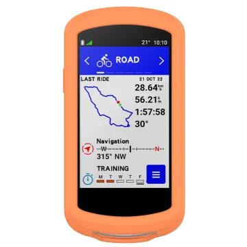 subtel® Funda Garmin Edge 1040 / Edge 1040 Solar, Funda de Silicona para dispositivos GPS bicicleta - Funda protectora en naranja Back Cover Bumper Case Shockproof