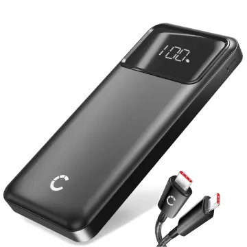 CELLONIC®  USB Powerbank met 10000mAh en 4 USB Ports, - Mobil USB Oplader, Batterijpack USB Power pack + High Speed USB-C Cable L Shape Right Angle