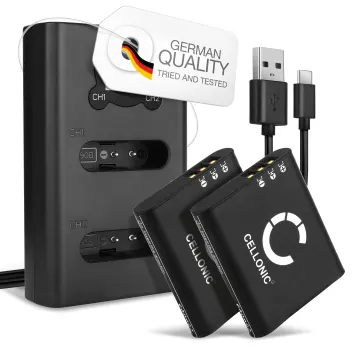 2x Batteri för Ricoh GR III, GR IIIx, G900, G900SE, WG-6, DB-110 1100mAh + Dubbel Laddare från CELLONIC