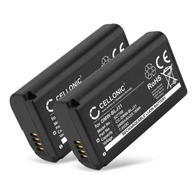 2x Bateria Panasonic DMW-BLJ31 3400mAh - , Batería recargable para camaras Panasonic Lumix DC-S1 Lumix DC-S1H Lumix DC-S1R Lumix S1 Lumix S1H Lumix S1R