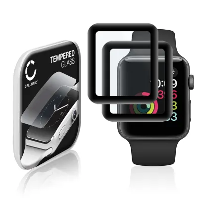 2x Protector de pantalla para smartwatch Apple Watch 1 / 2 / 3 - 42mm de CELLONIC - Tempered Glass (Calidad HD / 3D Full Cover / 0,30mm / 9H), Screen protector, Cristal templado