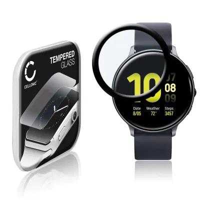 Screenprotector compatibel met Samsung Galaxy Watch Active 2 (44mm) smartwatch (3D Full Cover, 9H, 0,33mm, Full Glue) fitness