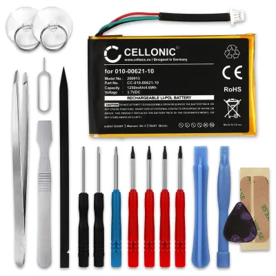 CELLONIC® GPS Batteri til Garmin nüvi 200 nüvi 250 nüvi 260 nüvi 270 + 17pc GPS Tool Kit 010-00621-10, 361-00019-11 1250mAh GPS Battery Replacement